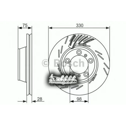 Диск Тормозной Porsche Panamera 09- Лев. Задн. Вент. Bosch 