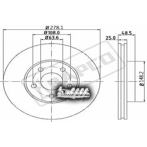 Диск Тормозной Ford Focus/C-Max 04- Перед. Вент. BAPCO 