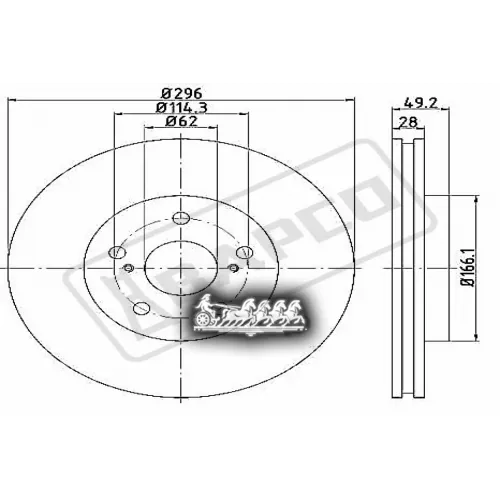 Диск Тормозной Toyota/Lexus Camry/Harrier/Highlander/Kluger/Es330/Rx300 -07 Перед.вент. BAPCO 