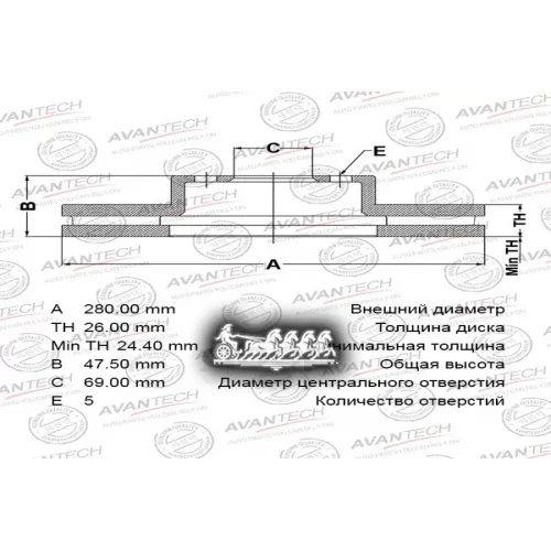 Диск Тормозной Hyundai/Kia Sportage 04- Перед. AVANTECH 