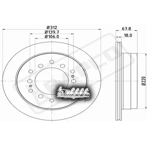 Диск Тормозной Toyota Land Cruiser All 96- Задн. BAPCO 
