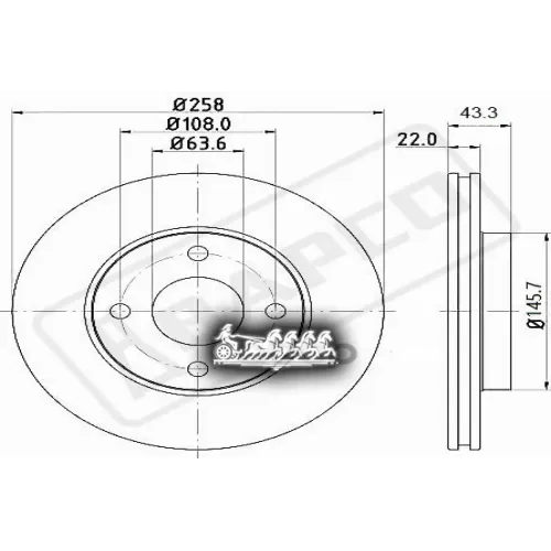 Диск Тормозной Ford Focus 98- Перед. Вент. BAPCO 