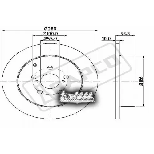 Диск Тормозной Toyota Avensis 1.8-2.0D-4D 03- Задн. BAPCO 