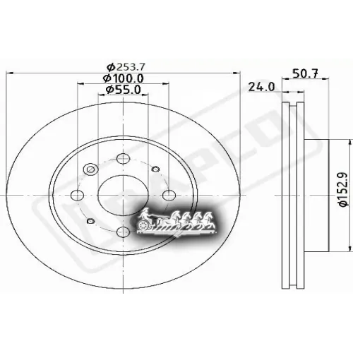 Диск Тормозной Hyundai/Kia Rio/Estate (Dc) -05 Перед.вент. BAPCO 