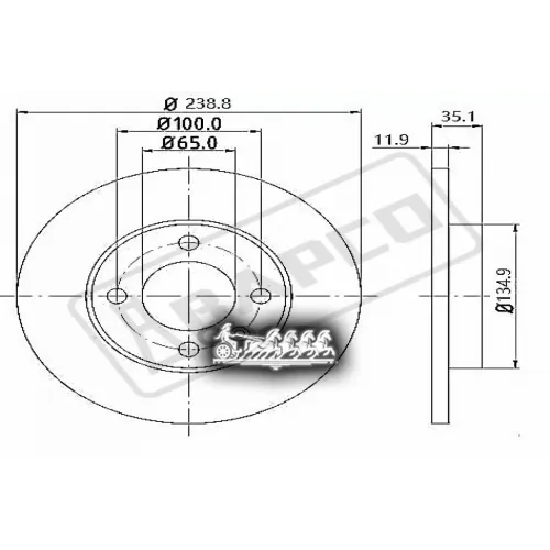 Диск Тормозной Audi 80/Vw Golf Ii/Iii/Passat/Vento Перед. Не Вент. D=239Мм BAPCO 