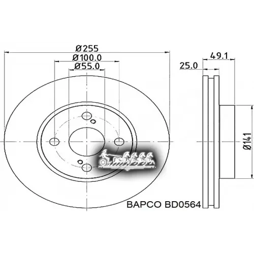 Диск Тормозной Toyota Corolla (E12) 06.04>02.07 Передний Вент. BAPCO 