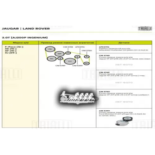 Натяжитель Ремня Приводного Ford Mondeo Iv (07-)/Kuga (13-) 2.0D/2.2D Trialli CM 5399
