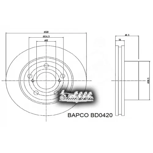 Диск Тормозной Lexus Rx350/Rx450h -15 Перед.вент. BAPCO 
