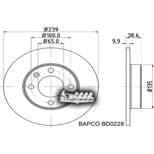 Диск Тормозной Vag 80/Golf 1/2 81- Задн. BAPCO 