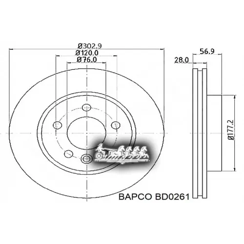 Диск Тормозной Vag Amarok 16- Перед.вент. BAPCO 
