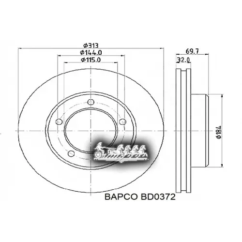 Диск Тормозной Toyota/Lexus Land Cruiser Ii/Lx Ii (Uzj100) Перед.вент. BAPCO 