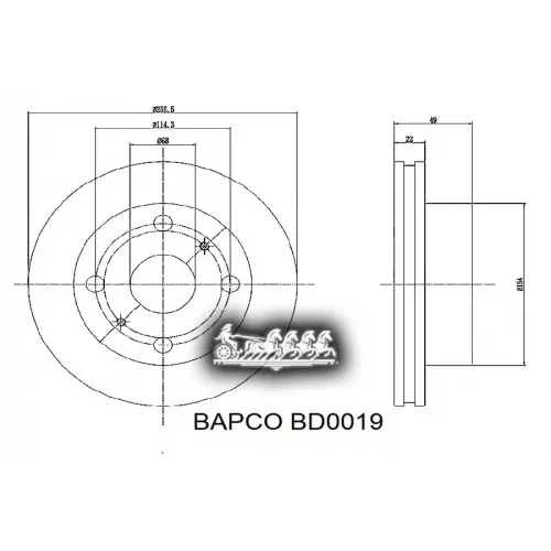 Диск Тормозной Nissan Primera 90- Перед.вент. BAPCO 