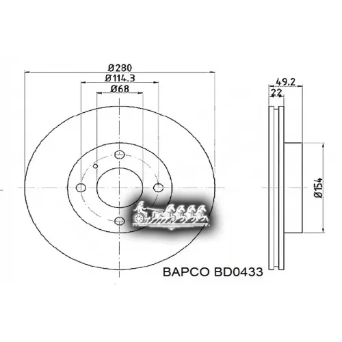 Диск Тормозной Nissan Almera/Primera 96- Задн.вент. BAPCO 