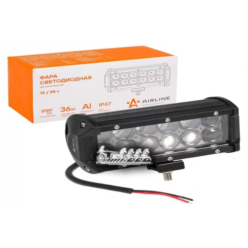 Фара Светодиодная (Балка) Двухрядная. 12Led 4D Линза. 36W (165Х78х65) 12/24V AIRLINE 