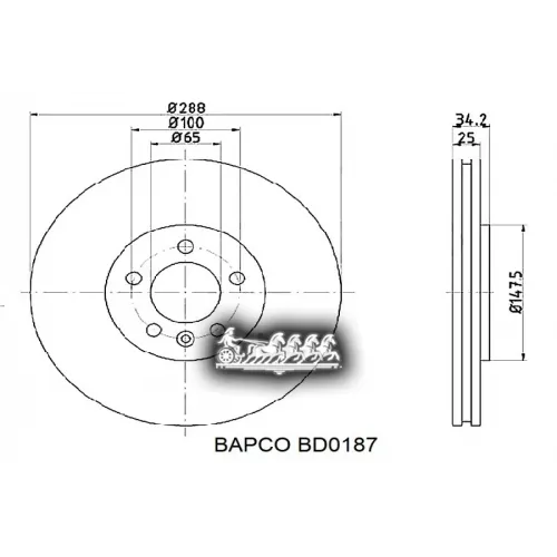 Диск Тормозной Vag A3/Golfg4/Fabia Передний Вент. BAPCO 