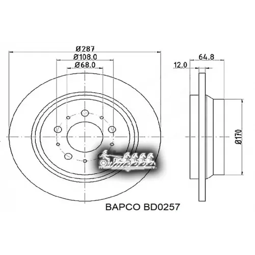 Диск Тормозной Volvo C70-V70 2.0-3.0/2.4D/2.5Tdi 98- Задн. BAPCO 
