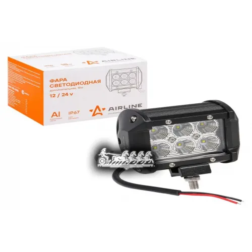 Фара Светодиодная (Балка) Двухрядная 6Led Рассеянный Свет 18Вт 98Х78х65 12/24В AIRLINE 