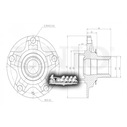 Ступица Колеса Audi A4/A6 97- Перед. Без Abs UNIO 