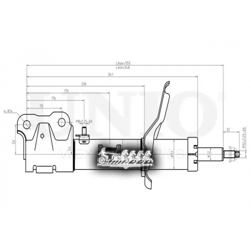 Амортизатор Mitsubishi Lancer 08- Газ.перед.лев. UNIO 