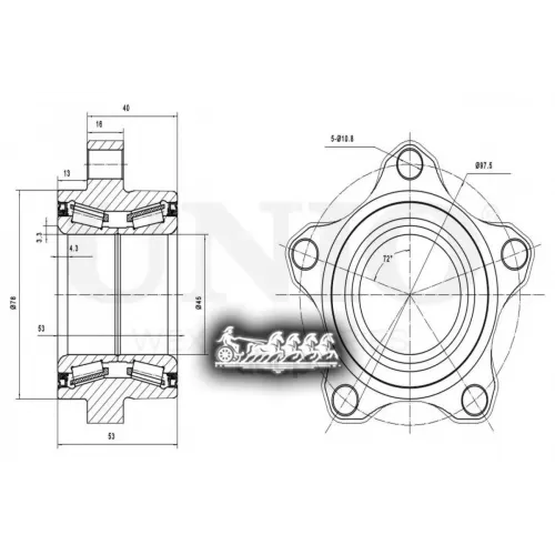 Ступица Колеса Ford Transit 00- Перед. Без Abs UNIO 