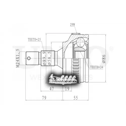 Шрус Citroen C5 01- Внеш. UNIO 