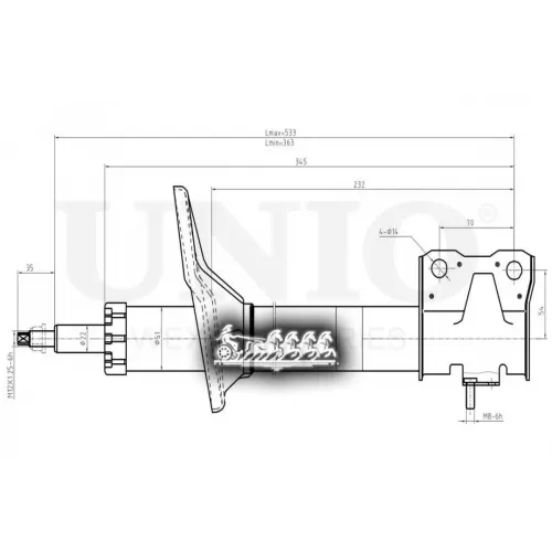 Амортизатор Mitsubishi Lancer 03- Газ.перед. UNIO 