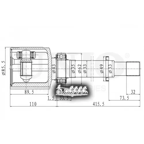 Шрус Nissan X-Trail 07- Внутр.прав. UNIO 