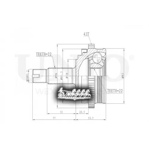Шрус Lada Granta/Priora/Kalina 04- Внеш. UNIO 