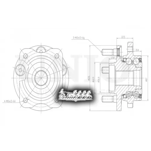 Ступица Колеса Jeep/Chrysler Cherokee/Wrangler/Voyager 84- Перед. Без Abs UNIO 