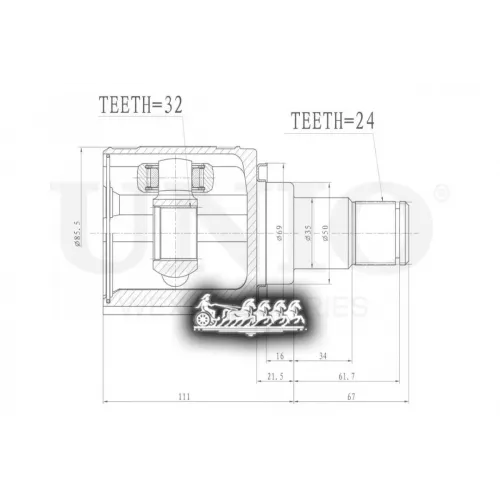 Шрус Toyota Camry 11- Внутр.лев. UNIO 