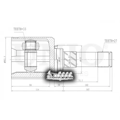 Шрус Nissan/Renault Qashqai/X-Trail/Koleos 07- Внутр. UNIO 