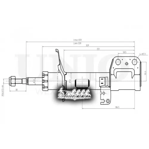 Амортизатор Toyota Avensis 03- Газ.перед.лев. UNIO 