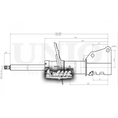 Амортизатор Mb/Renault Citan/W(415)/Kangoo 08- Газ.перед. UNIO 