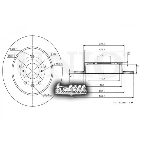 Диск Тормозной Suzuki/Fiat Sx4/Sedici 06- Задн. UNIO 