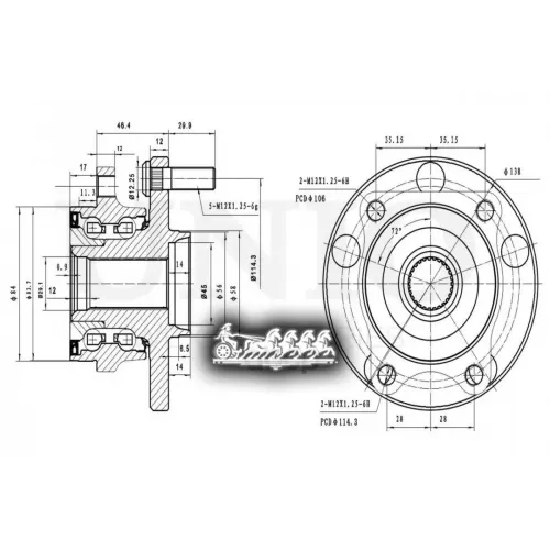 Ступица Колеса Subaru Impreza/Outback 01- Перед. С Abs UNIO 