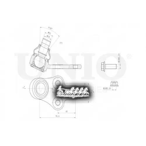 Опора Шаровая Ford Focus 10- Перед.нижн.лев. UNIO 