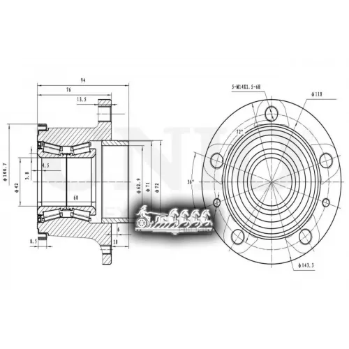 Ступица Колеса Psa/Fiat Boxer/Jumper/Ducato 02- Задн. С Abs UNIO 