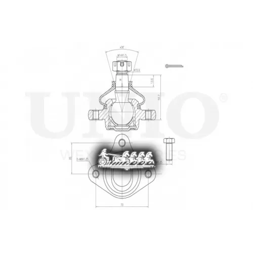 Опора Шаровая Mitsubishi Pajero 00- Перед.верх. UNIO 