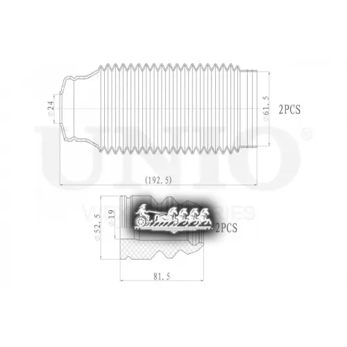 Пыльник+Отбойник Амортизатора Kia/Hyundai Rio/Cerato/Accent 04- (Компл. 2 Шт.) UNIO 