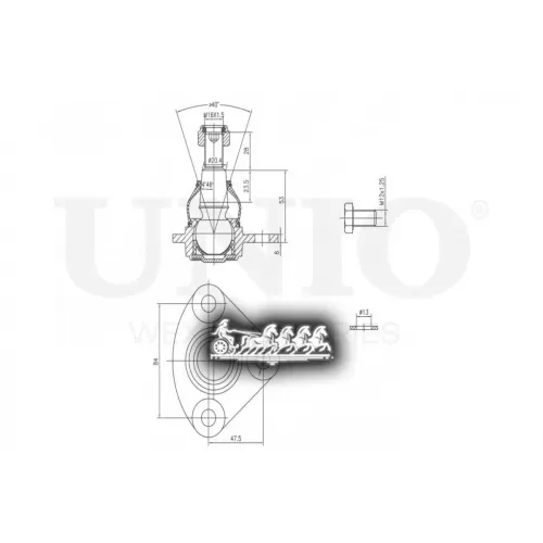 Опора Шаровая Psa/Fiat Boxer/Ducato/Jumper 06- Перед.нижн. UNIO 