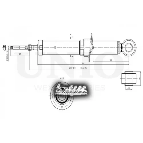 Амортизатор Toyota Corolla 00- Газ.задн. UNIO 