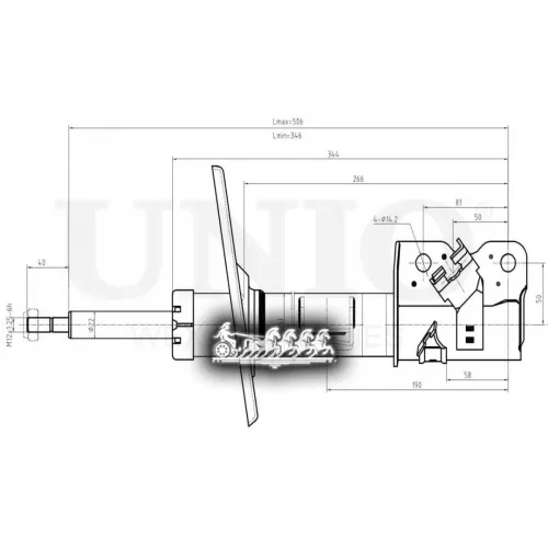 Амортизатор Nissan Teana 08- Газ.перед.лев. UNIO 