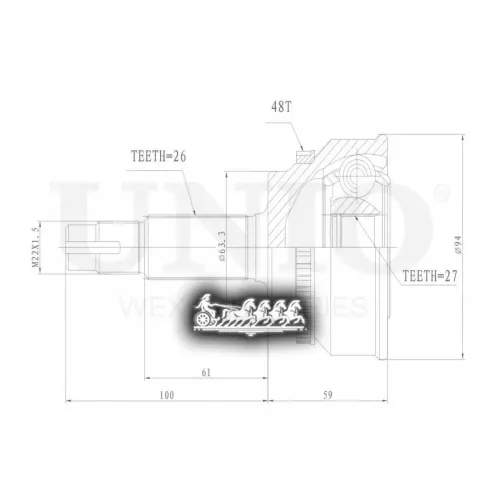 Шрус Toyota/Lexus Camry/Rx 01- Внеш. UNIO 