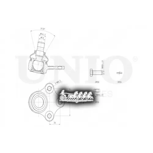 Опора Шаровая Ford Fiesta/Fusion 01- Перед.нижн. UNIO 