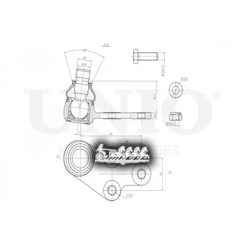 Опора Шаровая Ford Kuga 08- Перед.нижн.лев. UNIO 