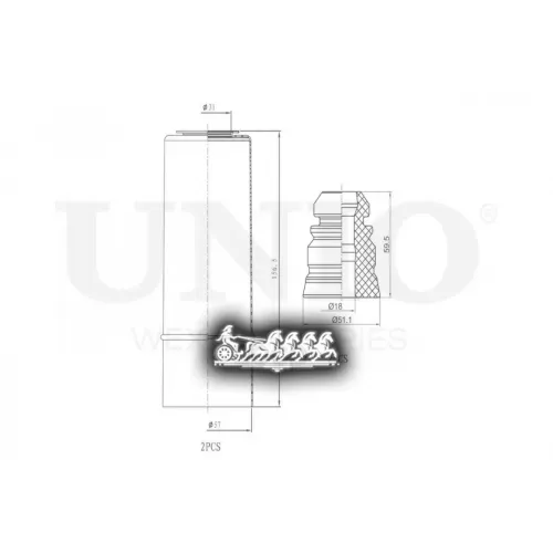 Пыльник+Отбойник Амортизатора Toyota Corolla/Prius 00- (Компл. 2 Шт.) UNIO 