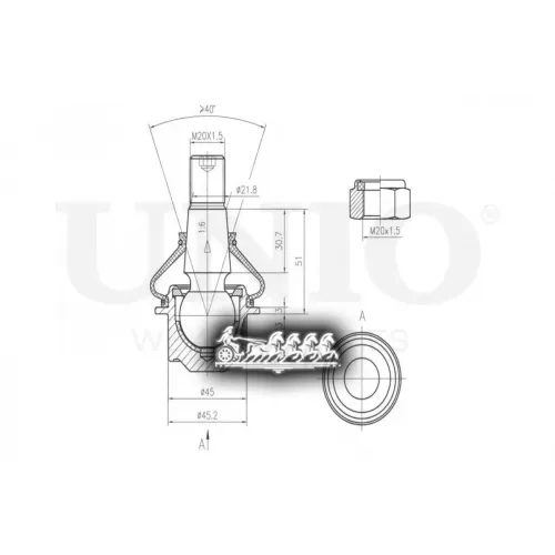 Опора Шаровая Mb/Vw Sprinter/Crafter 06- Перед.нижн. UNIO 