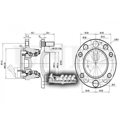 Ступица Колеса Ford/Jaguar Mondeo 00- Задн. С Abs UNIO 