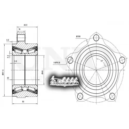 Ступица Колеса Ford Transit 06- Перед. Без Abs UNIO 