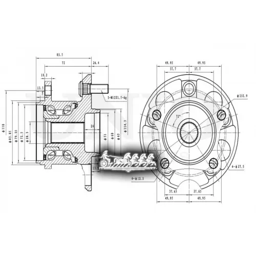 Ступица Колеса Toyota/Lexus Highlander/Rx 00- Задн. Без Abs UNIO 